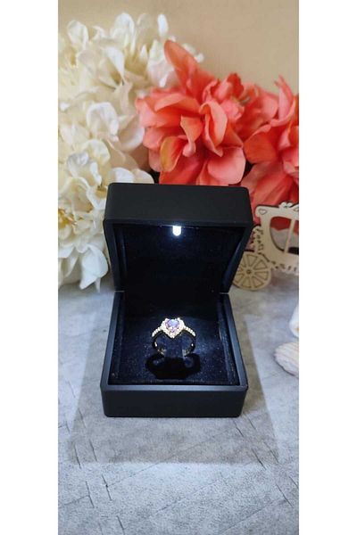 HKN AVM ACCESSORİES Adjustable Cut - Lighted and Purple Stone Ring Gift