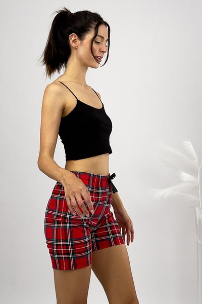 Betimoda 100% Cotton Women's High Waist Four Seasons Shorts Pajamas Red Green
