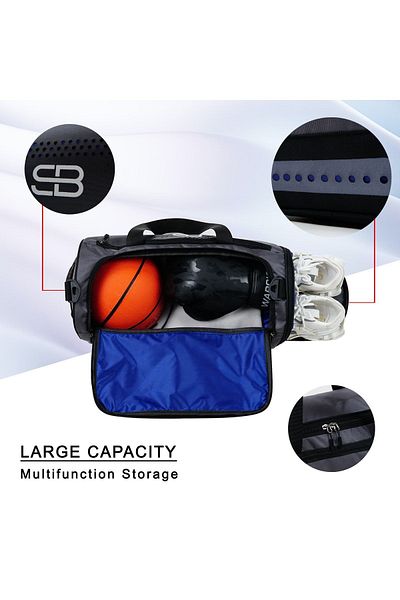 Solo Bag Αεριζόμενη μεσαίου μεγέθους Unisex γκρι αθλητική τσάντα γυμναστικής και ταξιδιού με θήκη παπουτσιών