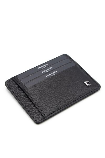 Pierre Cardin Unisex Black Floater Leather Card Holder - 0422A41
