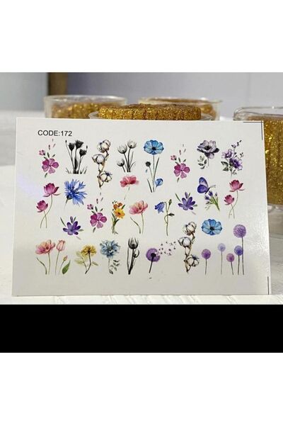 SCA KOZMETİK Rengareg Gül Desenli Tırnak Dövmesi Tırnak Tattoo Nail Art Tırnak Sticker