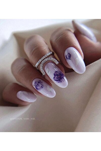 SCA KOZMETİK Mor Gül Desenli Tırnak Dövmesi Tırnak Tattoo Nail Art Tırnak Sticker