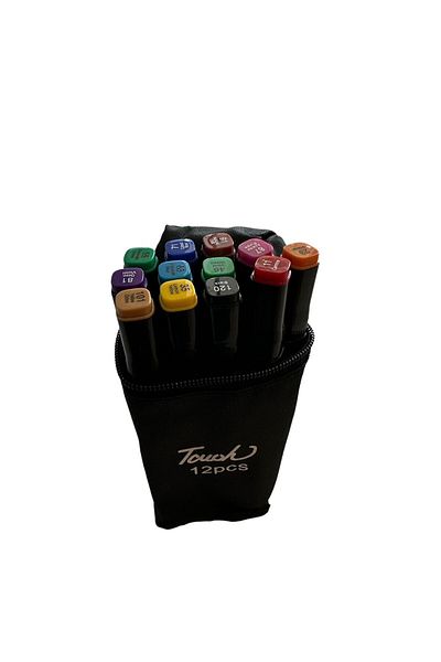 gebzeli Artist Double-Ended Marker Pen Set 12 Pieces in Special Cloth Bag