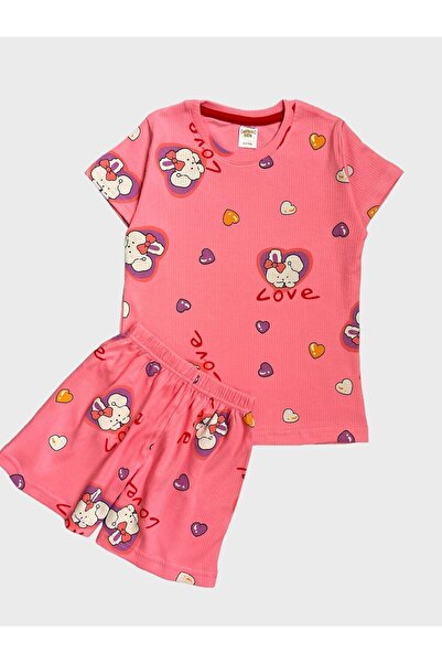 elmas kids Κοριτσίστικο σετ καλοκαιρινής πιτζάμες με βαμβακερό ριμπ μοτίβο κα...