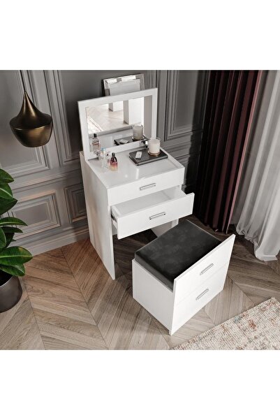 ROSEPAL Prenses Çok Amaçlı 3 Çekmeceli Sandık Puflu Makyaj Masası