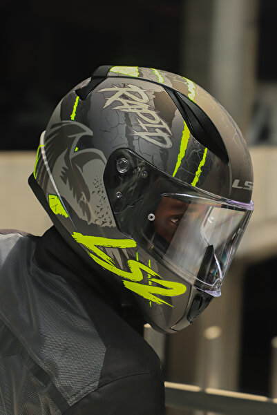 LS2 RAPID 2 RAVEN MAT SİYAH-GRİ-NEON SARI KASK