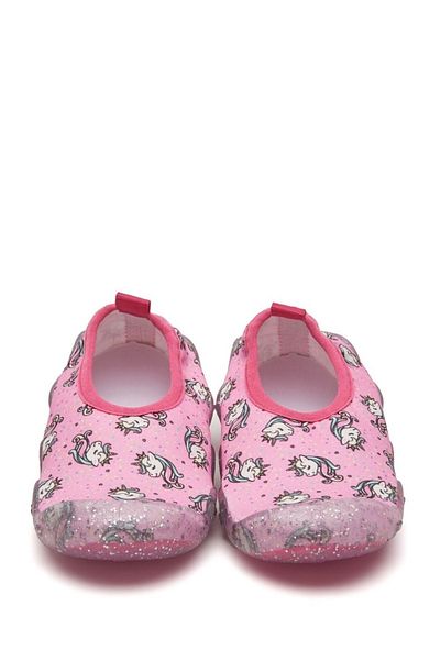 First Step Glittery Unicorn Girl's Non-Slip Sole Sea Shoes