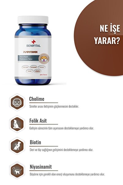 Benifital Puppytamin Tablet Yavru Köpeklerin Gelişimini Destekleyici Beslenme Takviye Tableti