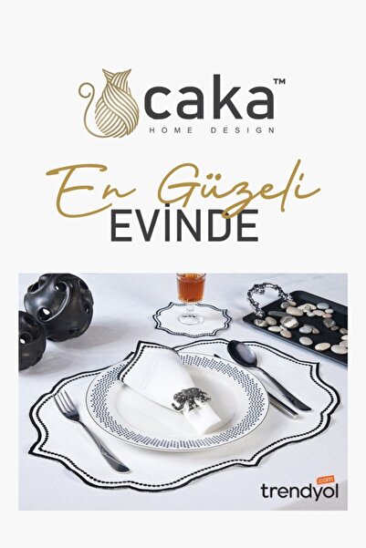 caka home design Kokteyl Peçetesi Amerikan Servis Lisa Nakışlı ( Siyah ) 12 P...