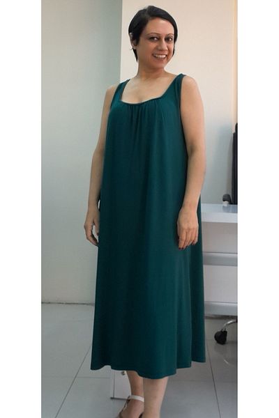 Mertcan Butik Πράσινο φόρεμα βισκόζης με συσπειρωμένο μπροστινό και πίσω μέρος