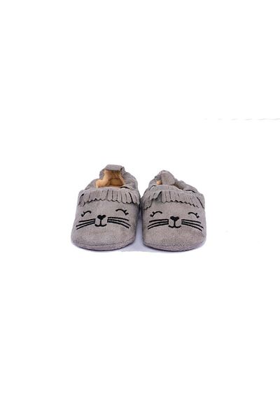 First Step Embroidered Booties Gray
