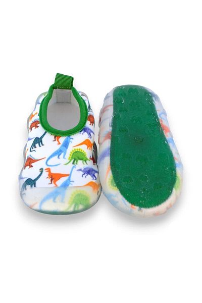 First Step Pantofi de mare cu talpă anti-alunecare pentru băieți cu dungi verzi cu model de dinozaur-F-7000