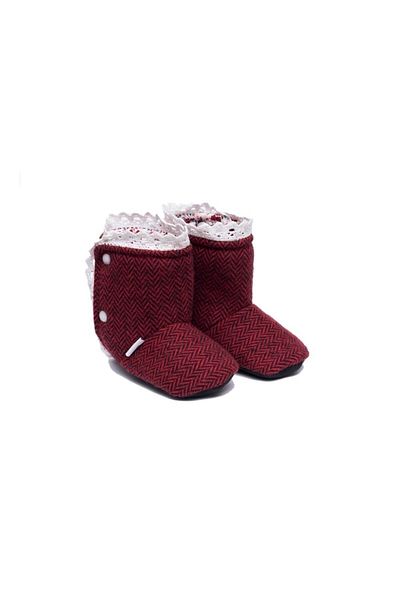 First Step Claret Red Herringbone Home Boots