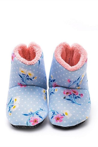 First Step Flower Digital Printed Blue Home Boots-f-825