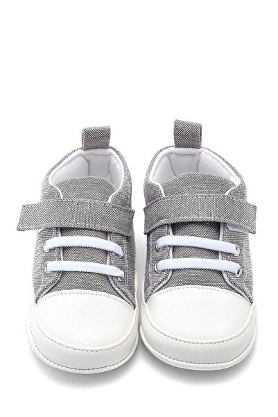 First Step Dinazor Nakışlı Bebek Patik Ilk Adım Ayakkabısı-gri-g-2319