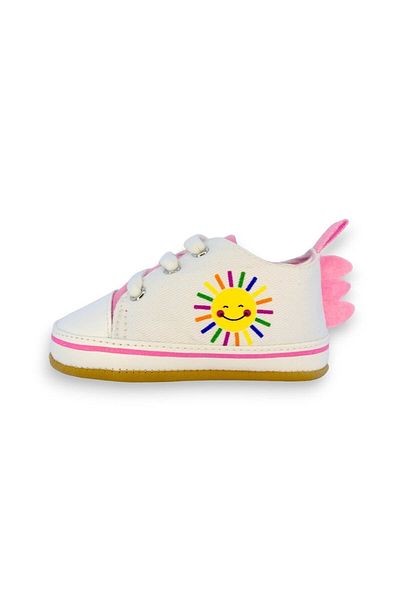 First Step Sun Printed Elastic Pink Baby Girl Booties First Step Shoes-G-2363