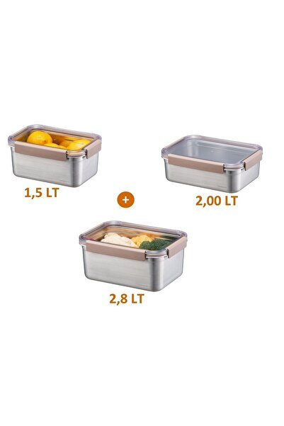 locknlock Jumbo Size 3-Piece Stainless Steel Storage Set