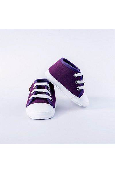 First Step Baby Booties Heart Purple