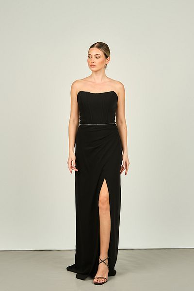DORİDORCA Doridorca Black Strapless Bodice Fish Form Evening Dress 6087