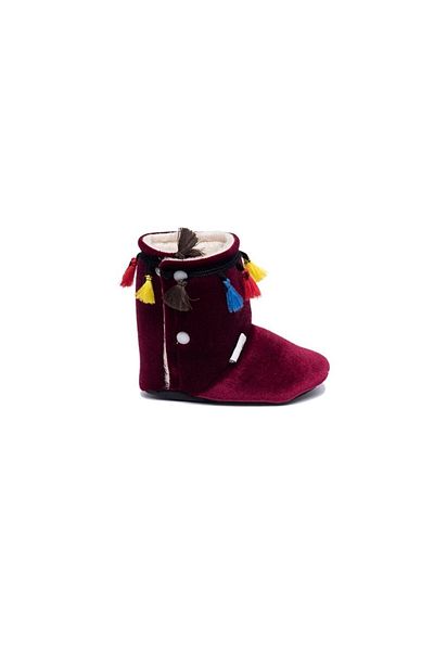 First Step F-819 Claret Red Tasseled Home Boots