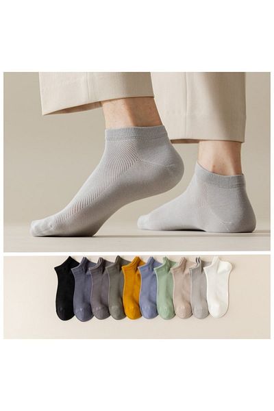 footmania Комплект мъжки къси бамбукови летни чорапи, 5 инча (устойчиви на пот, безшевни за нос)