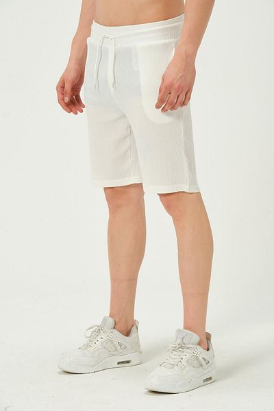 1434 Polo State Λευκό ανδρικό σορτς Crinkle Regular Fit