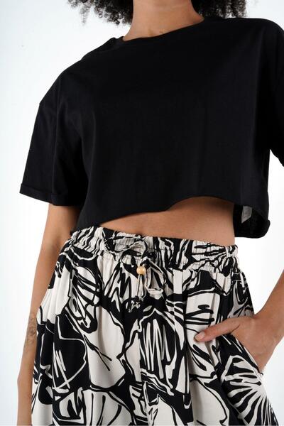 ALEXANDERGARDI Παντελόνι Palazzo με σχέδια - Τσέπες και ελαστική μέση (B24-0043 02)