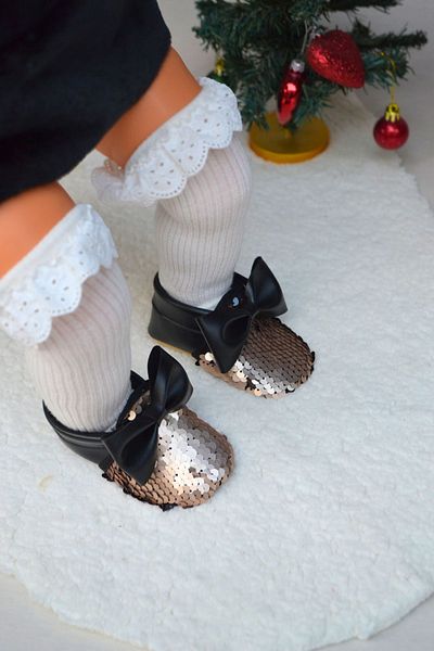 First Step Black Gold Sequined Bow Baby Girl Ballerina Booties-G-2366
