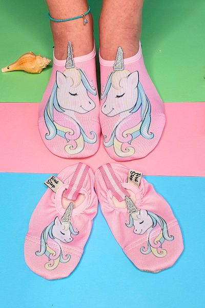 First Step Pantofi de biliard combinați pentru mama și fiica cu unicorn 3D roz (se vinde separat)-F-9012