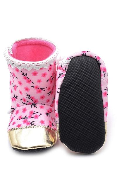First Step Fuchsia Floral Home Boots