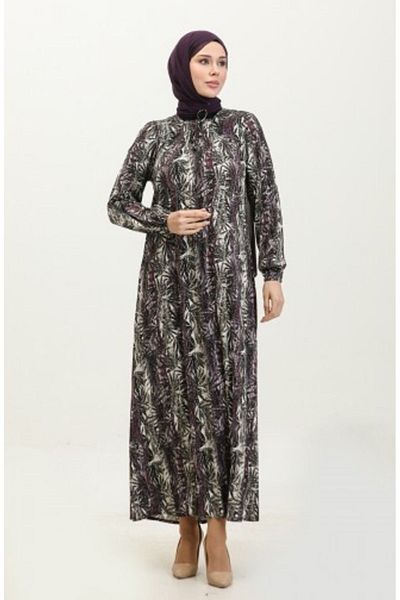 Gelince Azalea Plus Size Patterned Viscose Dress 44851F