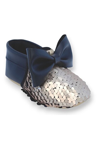 First Step Siyah Gold Pul Payetli Fiyonklu Kız Bebek Babet Patik-G-2366