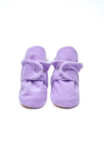 First Step Lilac Slippers with Non-Slip Base, Cotton Lining and Snap Fasteners