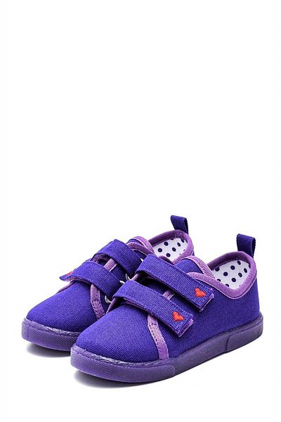 First Step Double Velcro Heart Children's Linen Sports Shoes-purple-f-499