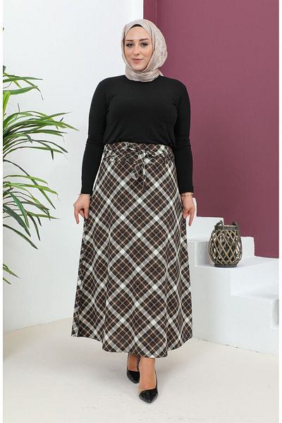 Gelince Patterned Belted Flared Skirt