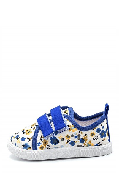 First Step Çiçek Desenli Çift Cırtlı Keten Spor Çocuk Ayakkabısı-saks-f-498