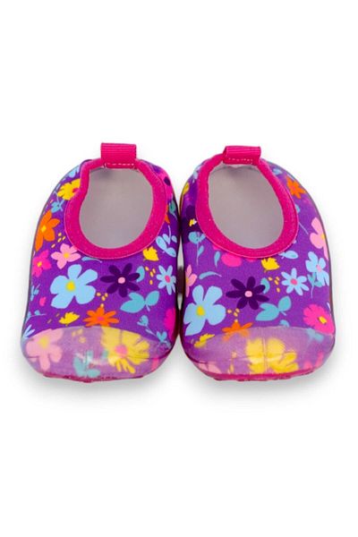 First Step Pantofi de mare cu talpă anti-alunecare pentru fete cu flori violete-F-7014