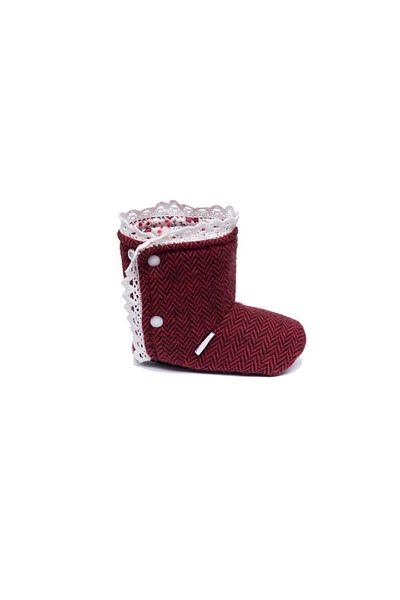 First Step Claret Red Herringbone Home Boots