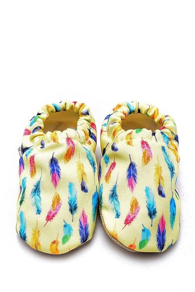 First Step Feathers Non-Slip Sole Booties Yellow F-823