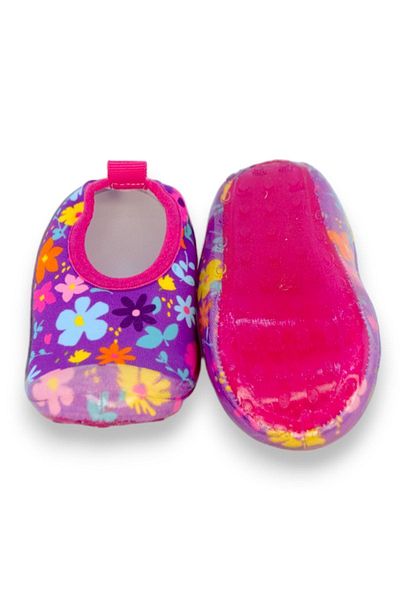 First Step Pantofi de mare cu talpă anti-alunecare pentru fete cu flori violete-F-7014