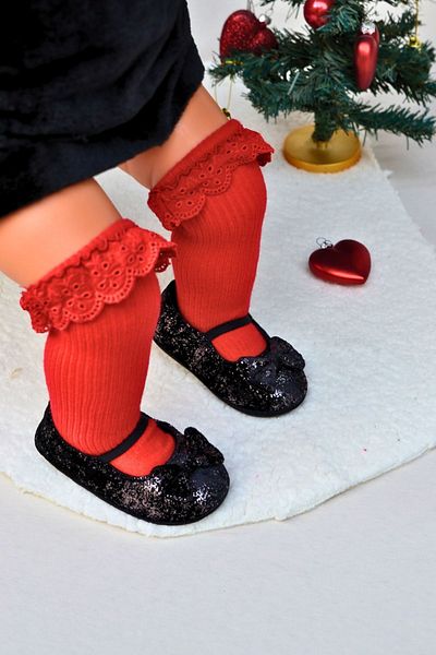 First Step Black Glitter Velvet Baby Girl Elastic First Step Ballerinas-f-540