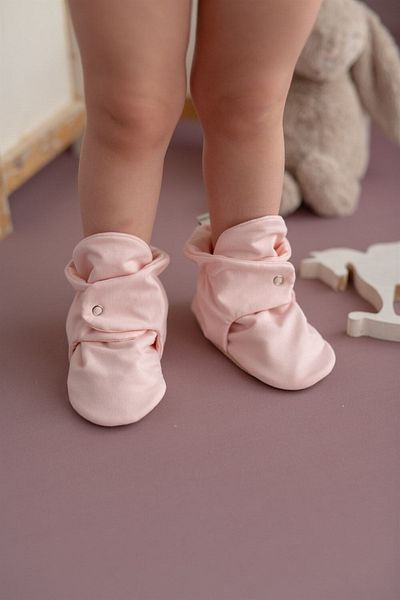 First Step Organic Cotton Powder Slippers with Non-Slip Base Snaps