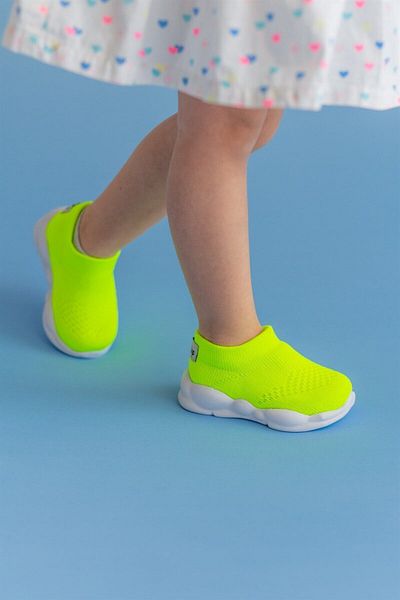 First Step Branț din spumă cu memorie ultra ușoară Tricotaj pentru copii Pantofi sport Neon Green-m-1002