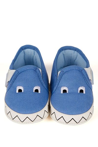 First Step Blue Monster Embroidered Baby Velcro Booties First Step Shoes
