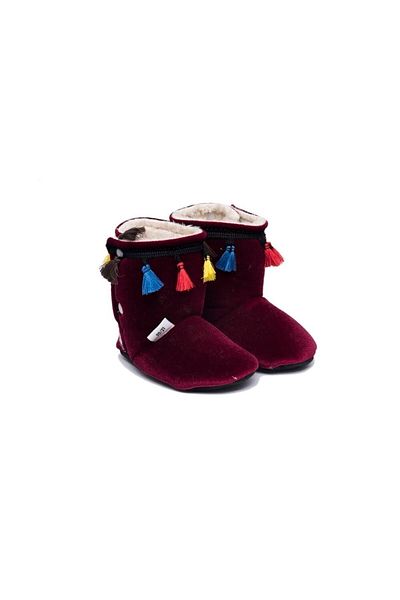 First Step F-819 Claret Red Tasseled Home Boots