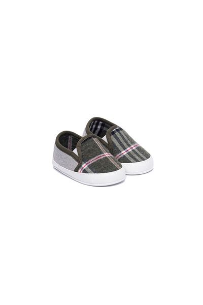 First Step Plaid Booties Green