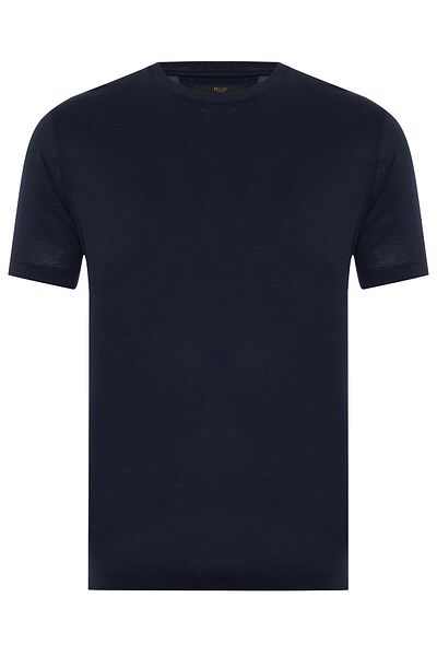 Gallus Navy Blue Knitted Crew Neck Mercerized Regular Fit T-Shirt
