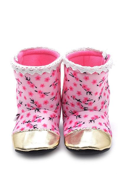 First Step Fuchsia Floral Home Boots