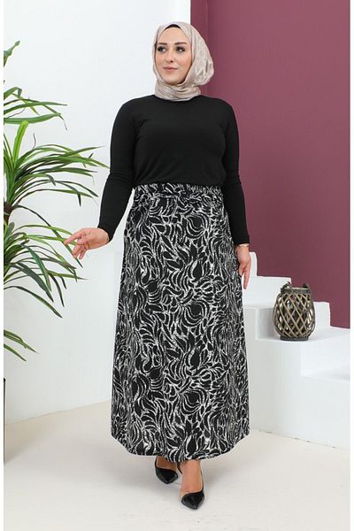 Gelince Patterned Belted Flared Skirt
