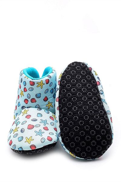 First Step Mint Green Seashell Digital Printed Home Boots-f-825